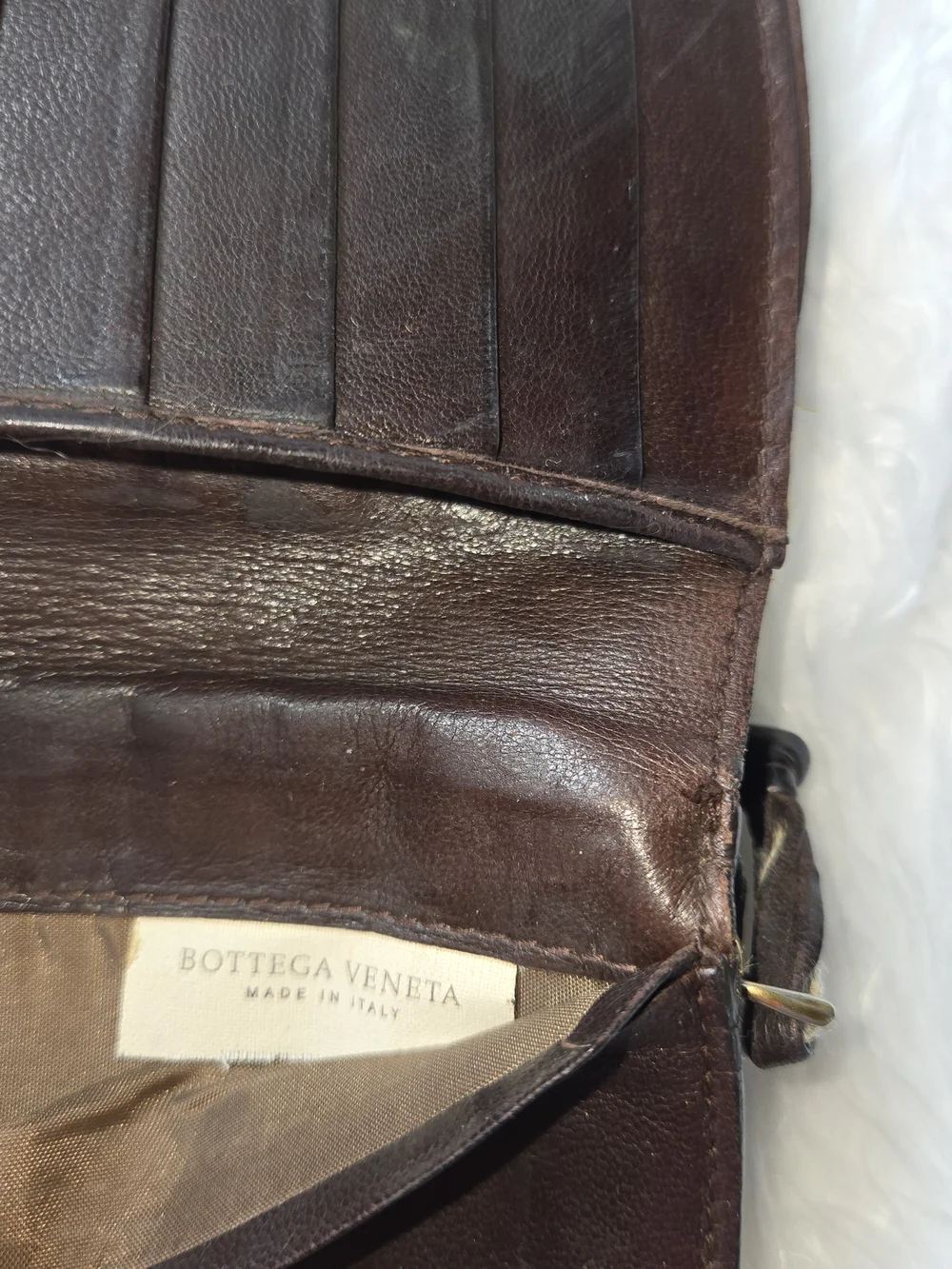 Bottega Veneta Dark Brown Intrecciato Woven Leather Zip Wallet Bifold Authentic